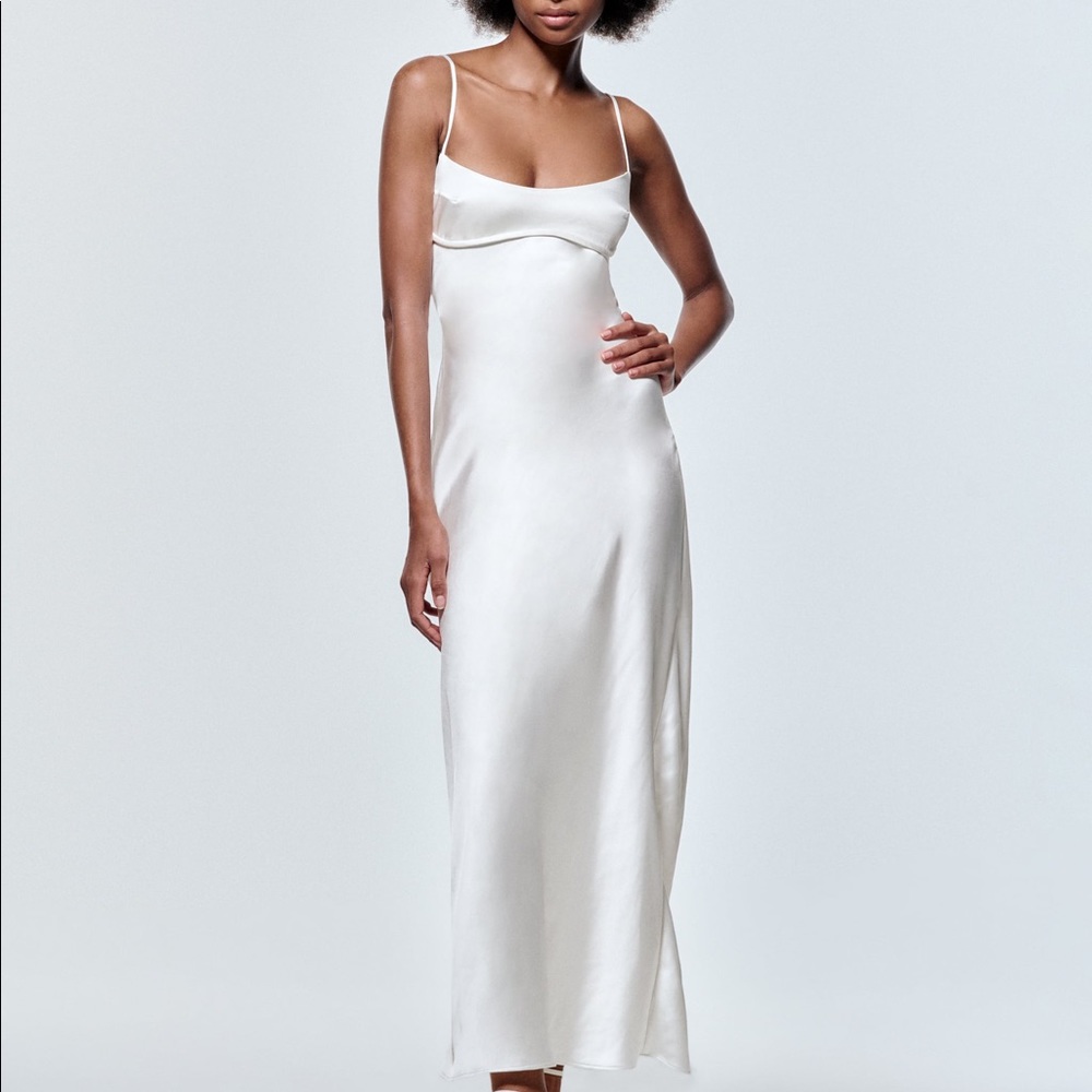 Zara Satin Effect Cut Out Dress